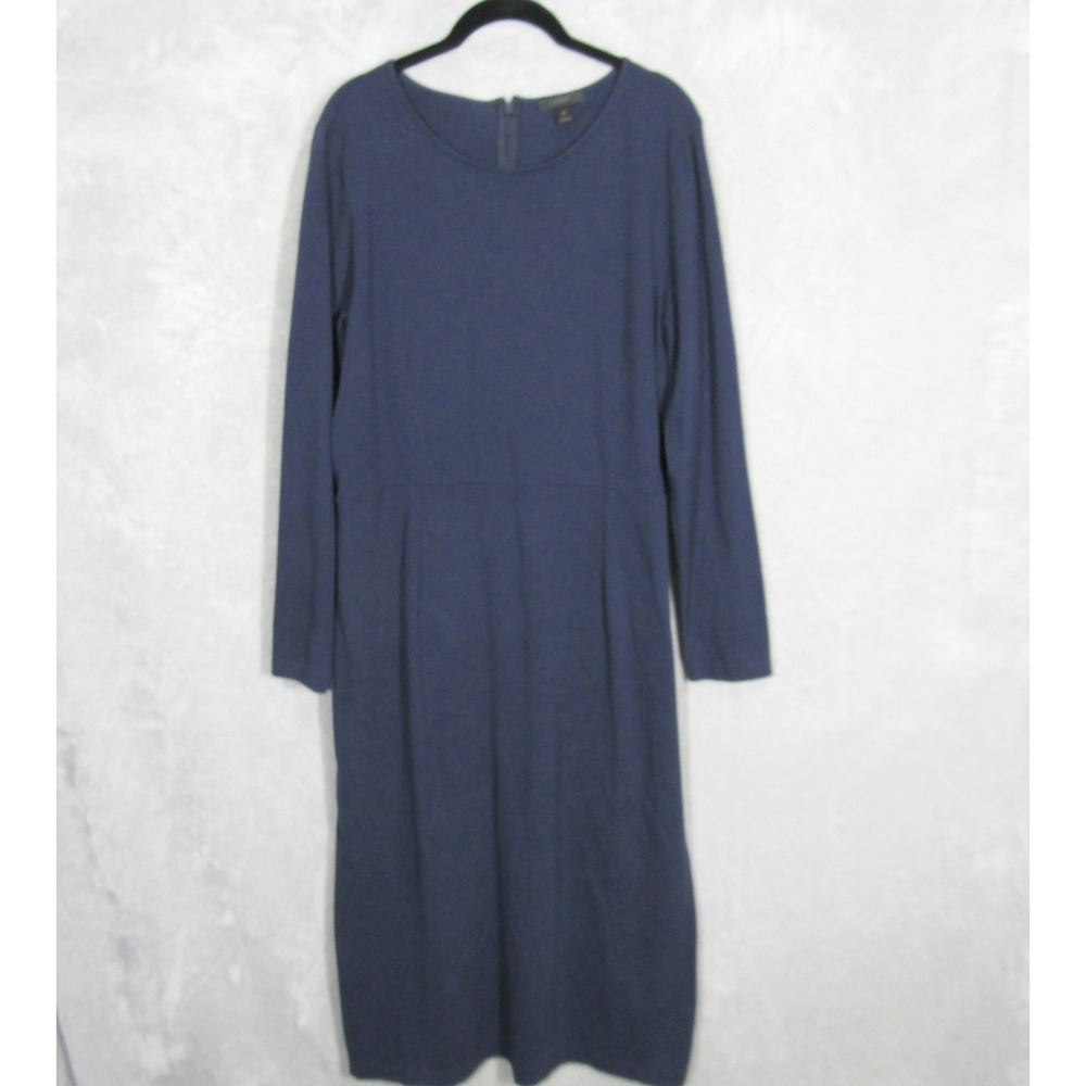 J. Crew Womens Dress Size 16 Navy Blue Long Sleeve Cotton Casual Career